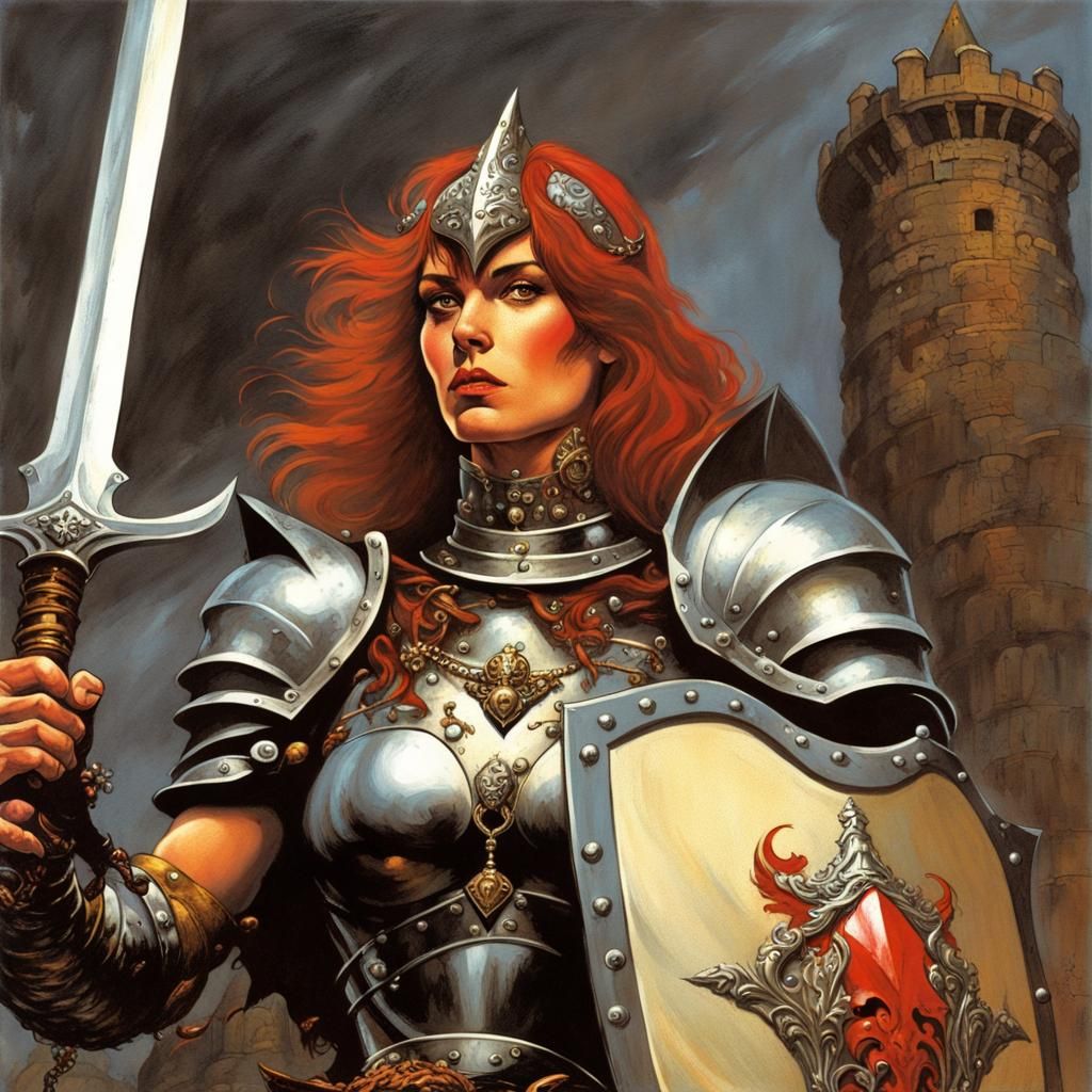 Muscular Knight with Shield: Dark Fantasy Art