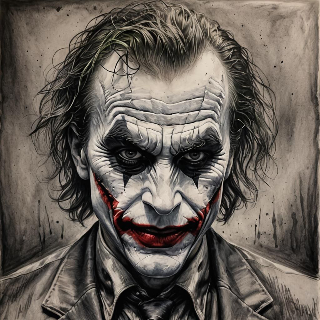 Hyperdetailed Charcoal Drawing of The Joker