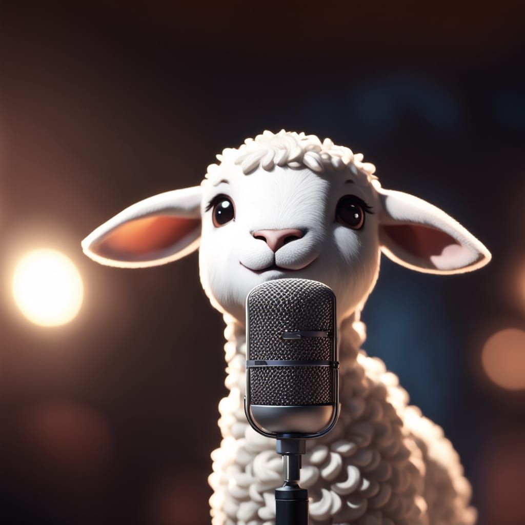 Lamb Ready to Sing: 3D Anime Art