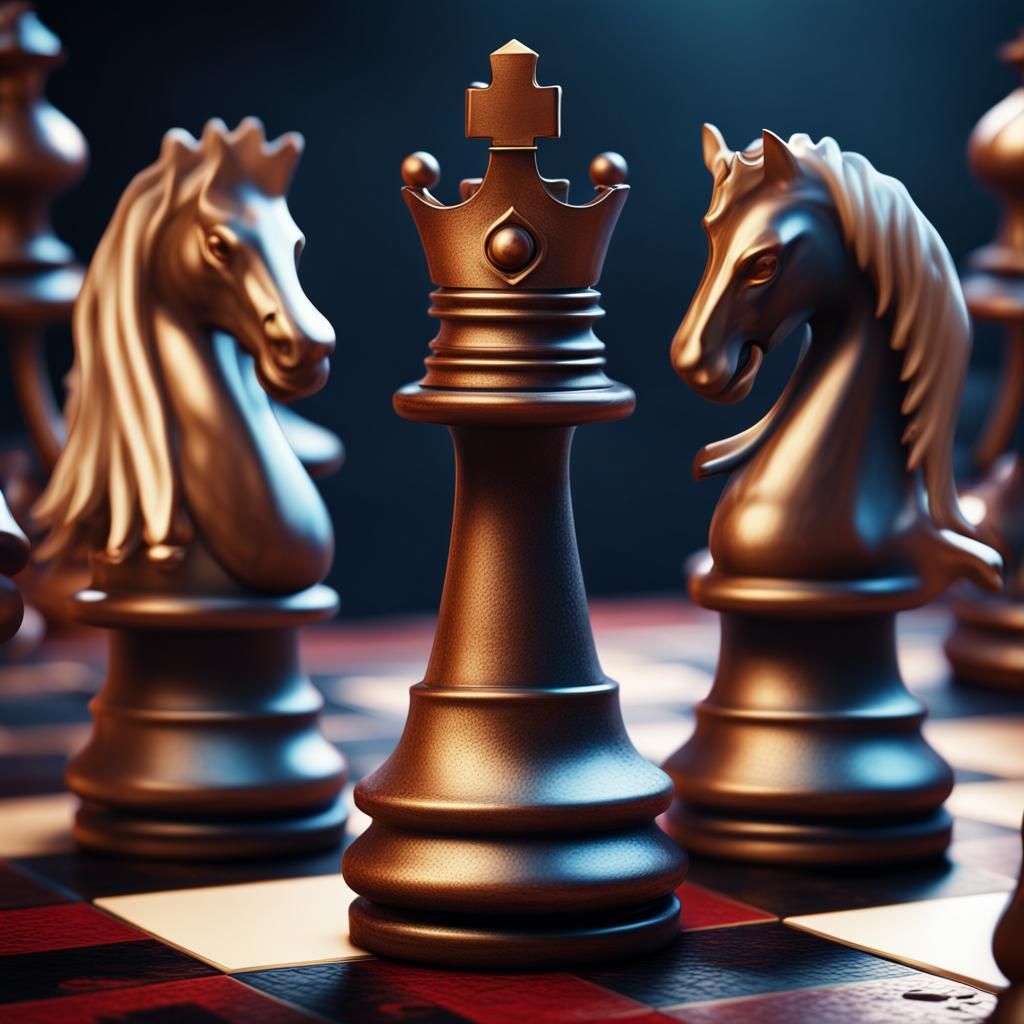Chess Pieces Playing Poker: Detailed Matte Painting