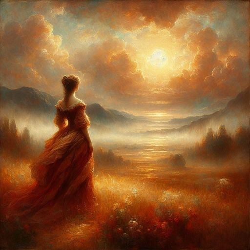Woman in Harmony with Nature Landscape