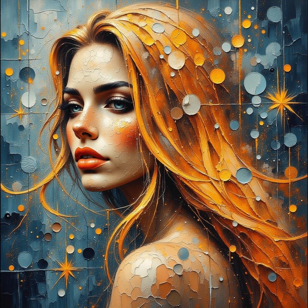 A Beautiful Woman in Vibrant Textured Paint