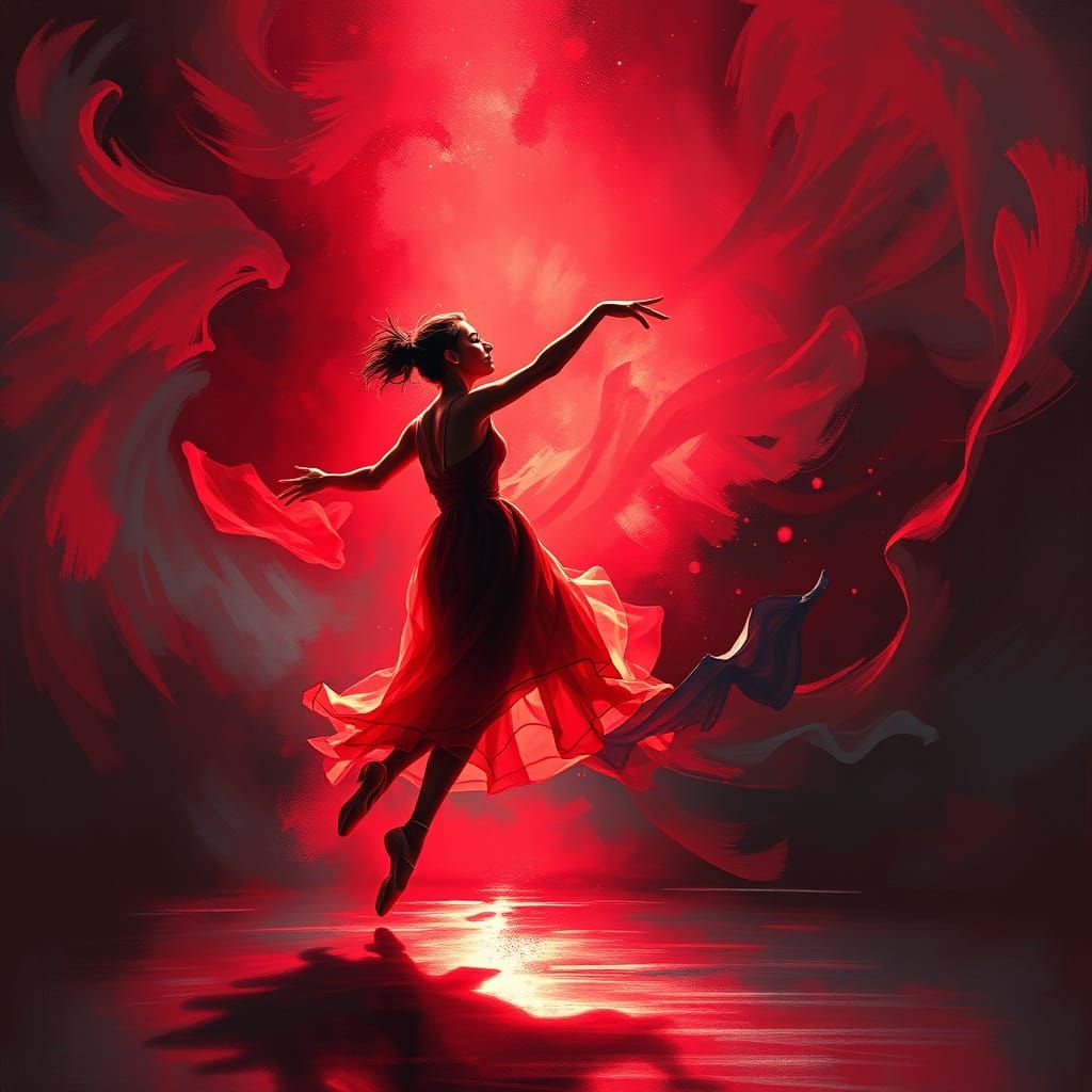 Dynamic Dancer in Red Light: An Artistic Expression