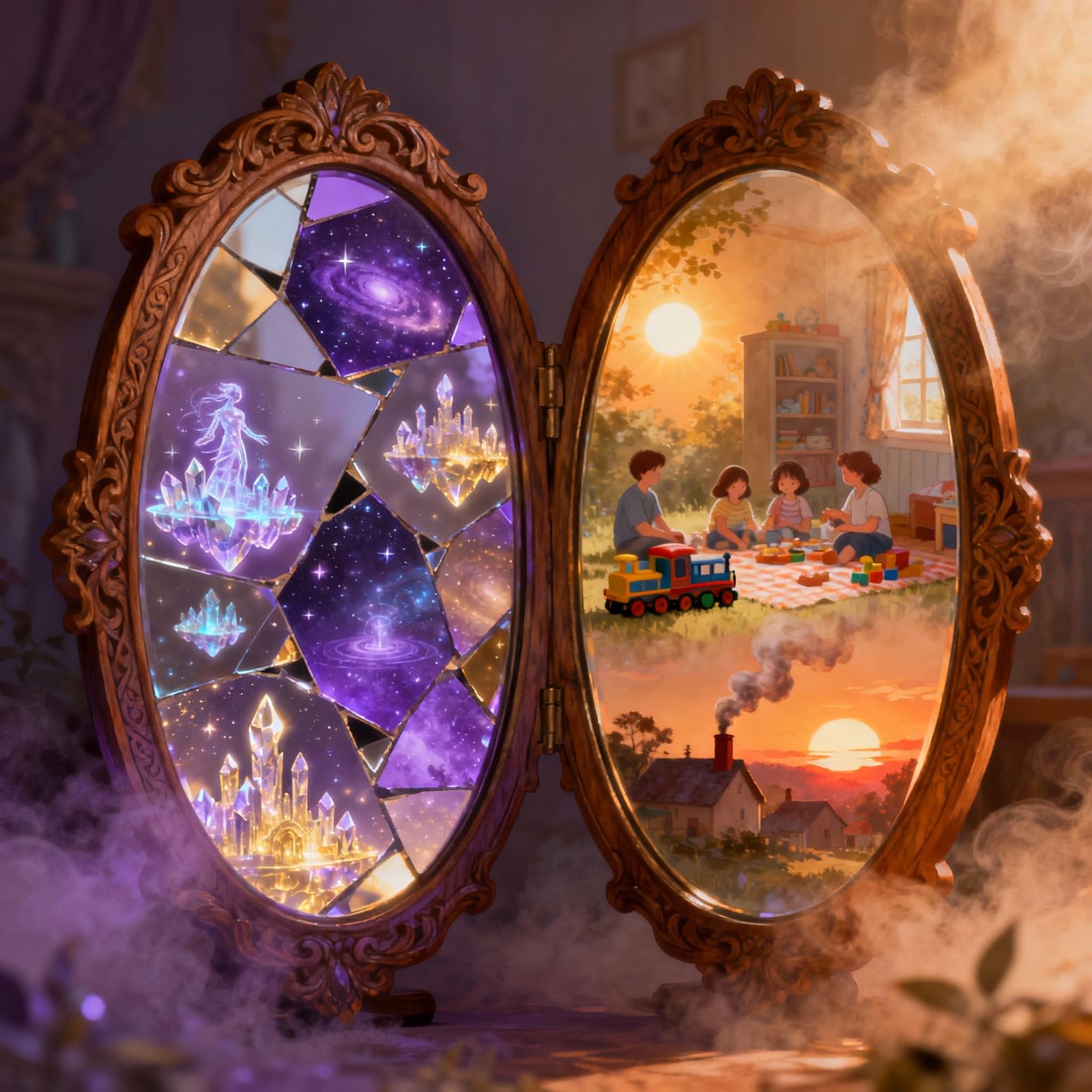 Magic Mirror Showing Future and Past Memories