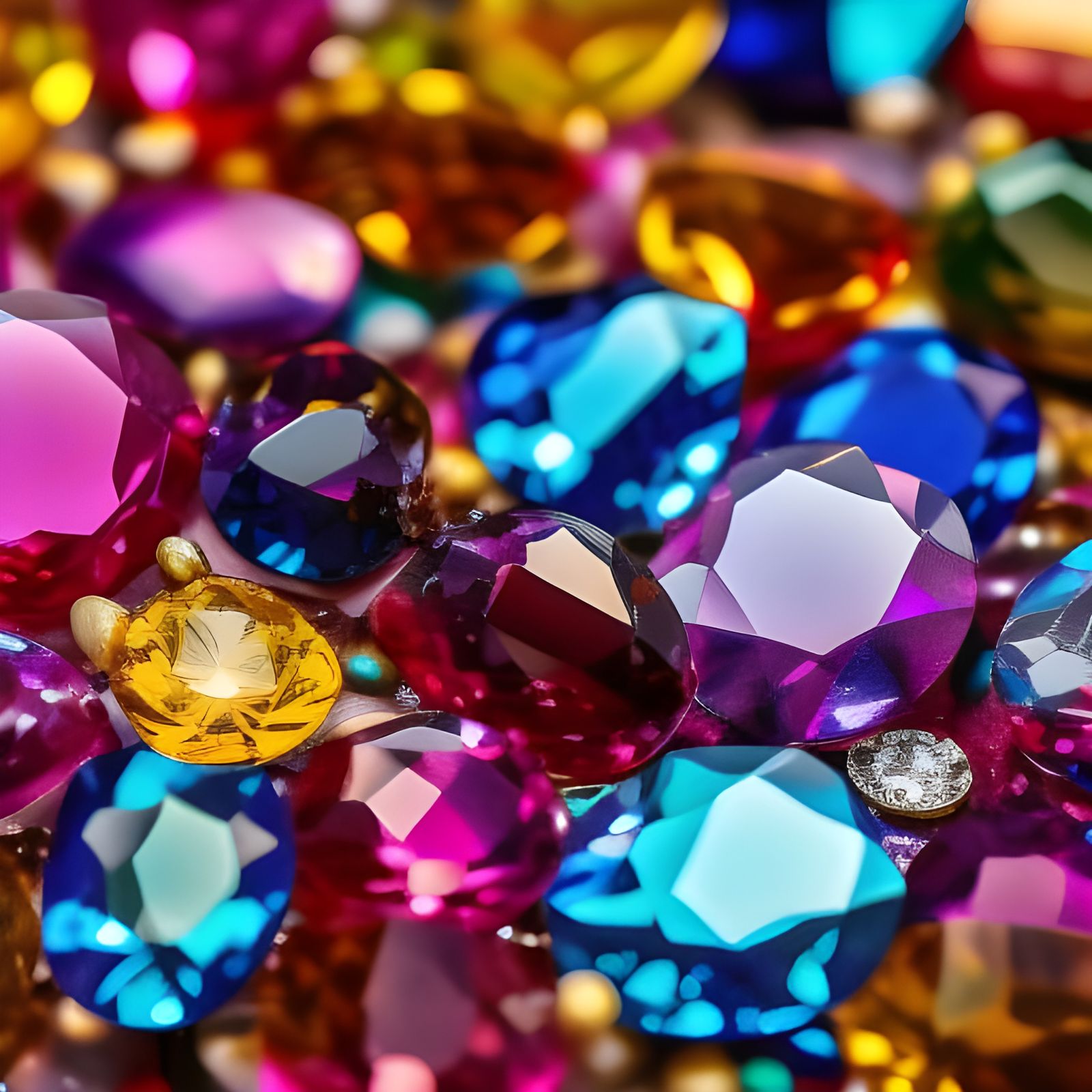Rainbow Gems and Crystals in Vibrant Light