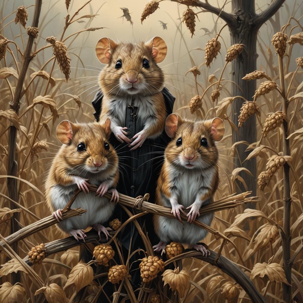 Sinister Gothic Harvest Mice Art