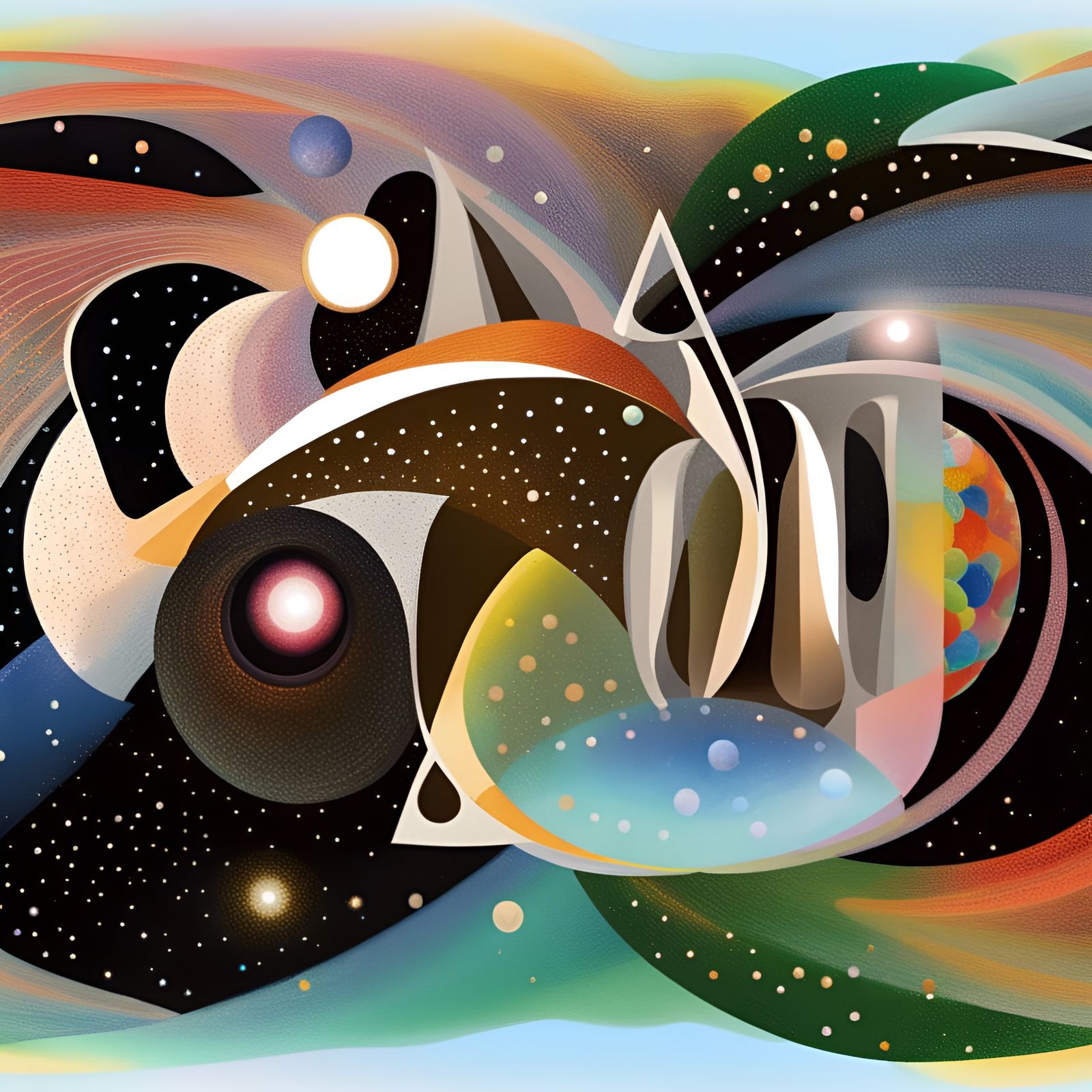 Surreal Rippling Time Space in Pointillism Style