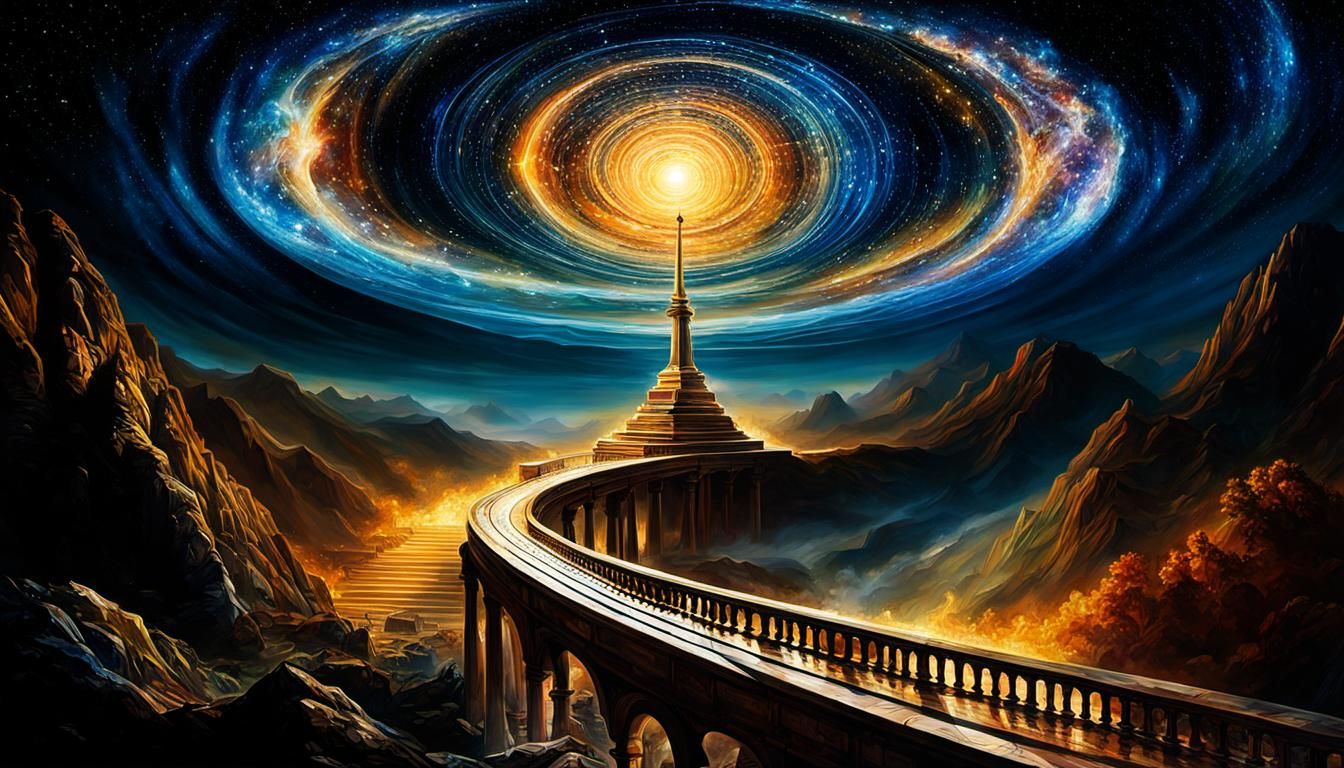 "The Bicameral Mind" by Greg Rutkowski Ben Bocquelet Jordan Grimmer Leonid Afremov complementary colors hyperrealism acr...