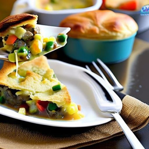Delicious Boudin Pot Pie, AI Generated