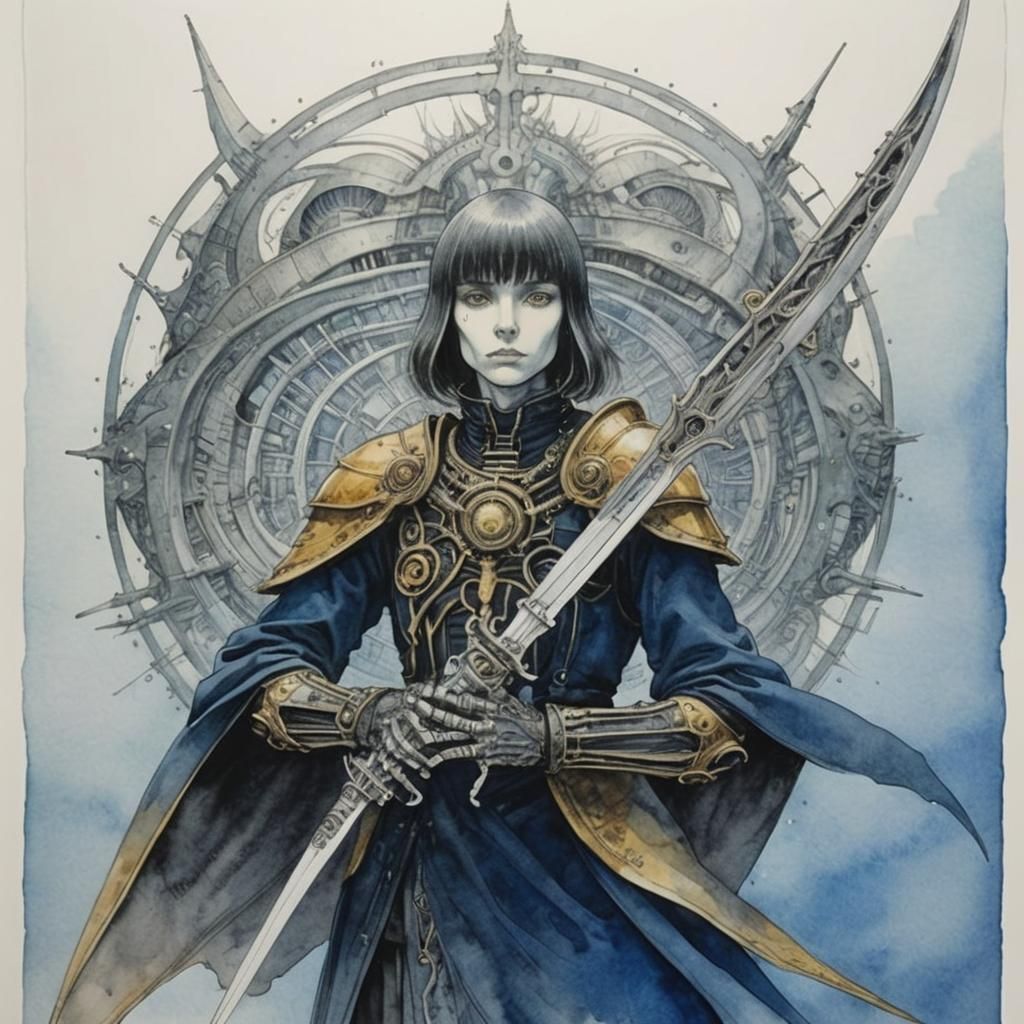 Rapier Manifesto: Art Nouveau Mixed Media Drawing