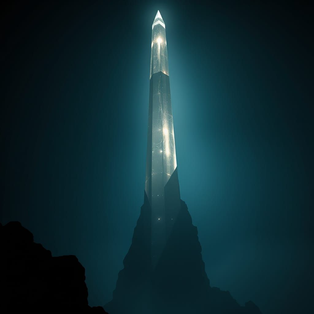 Cyberpunk Crystal Monolith in Futuristic Lighting