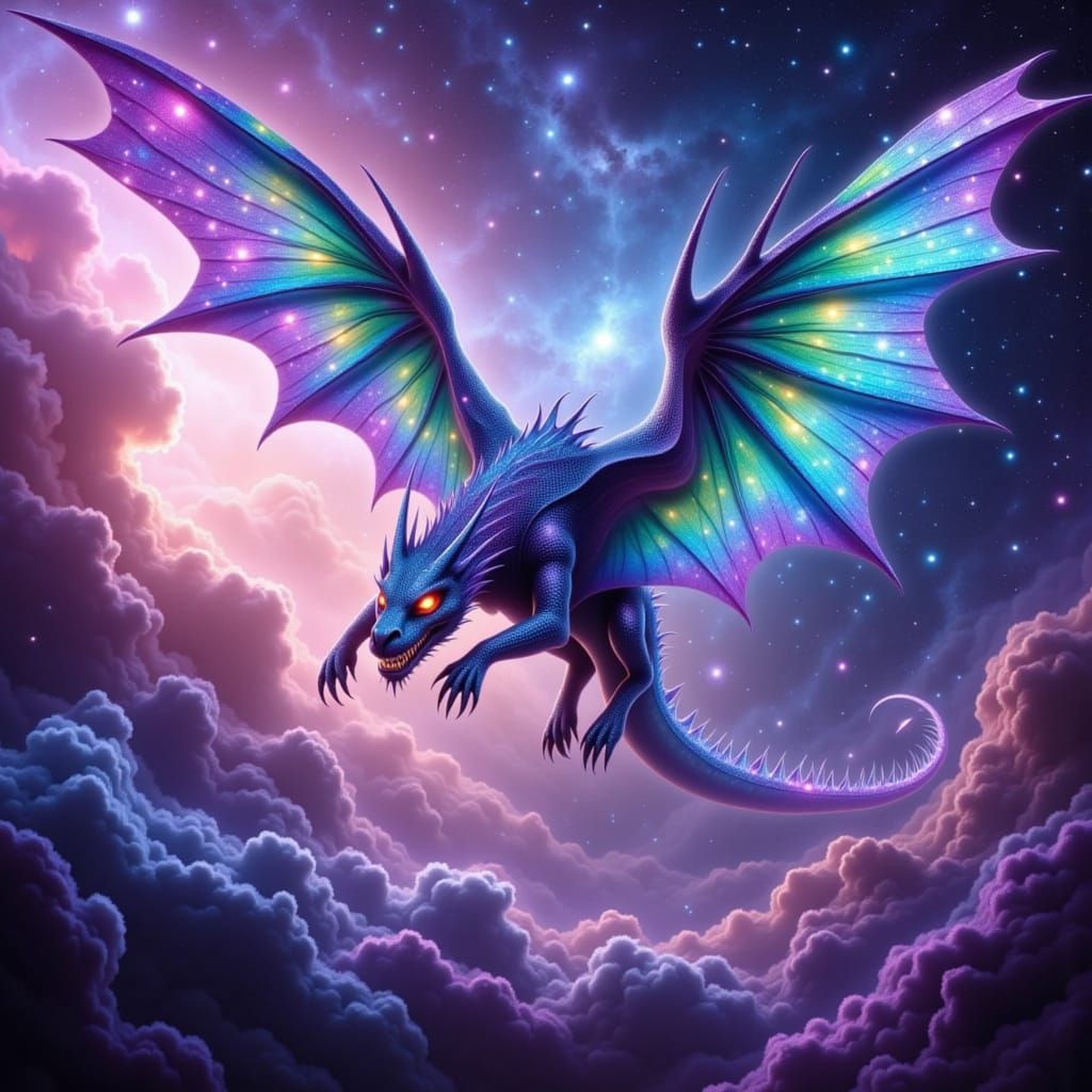 Cosmic Dragon Soars Through Rainbow Nebula