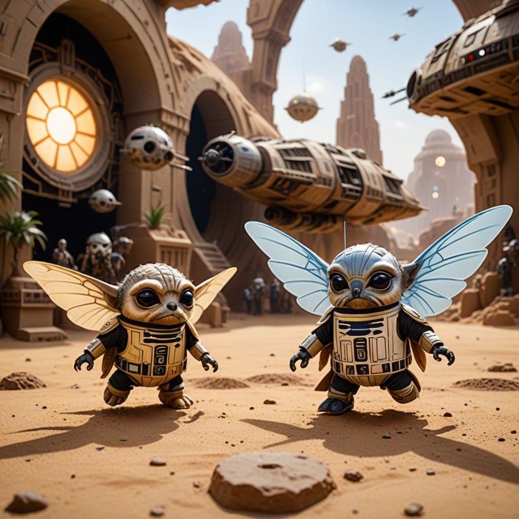 Fairies in Star Wars Attire Soar Around Millennium Falcon in...