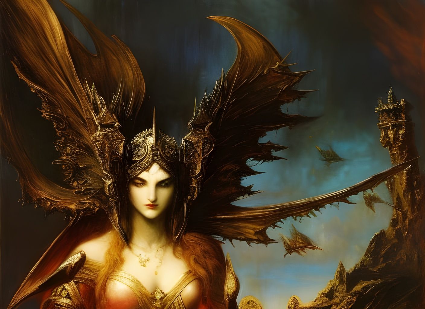 Batman as Dark Knight in Gothic Fantasy Art