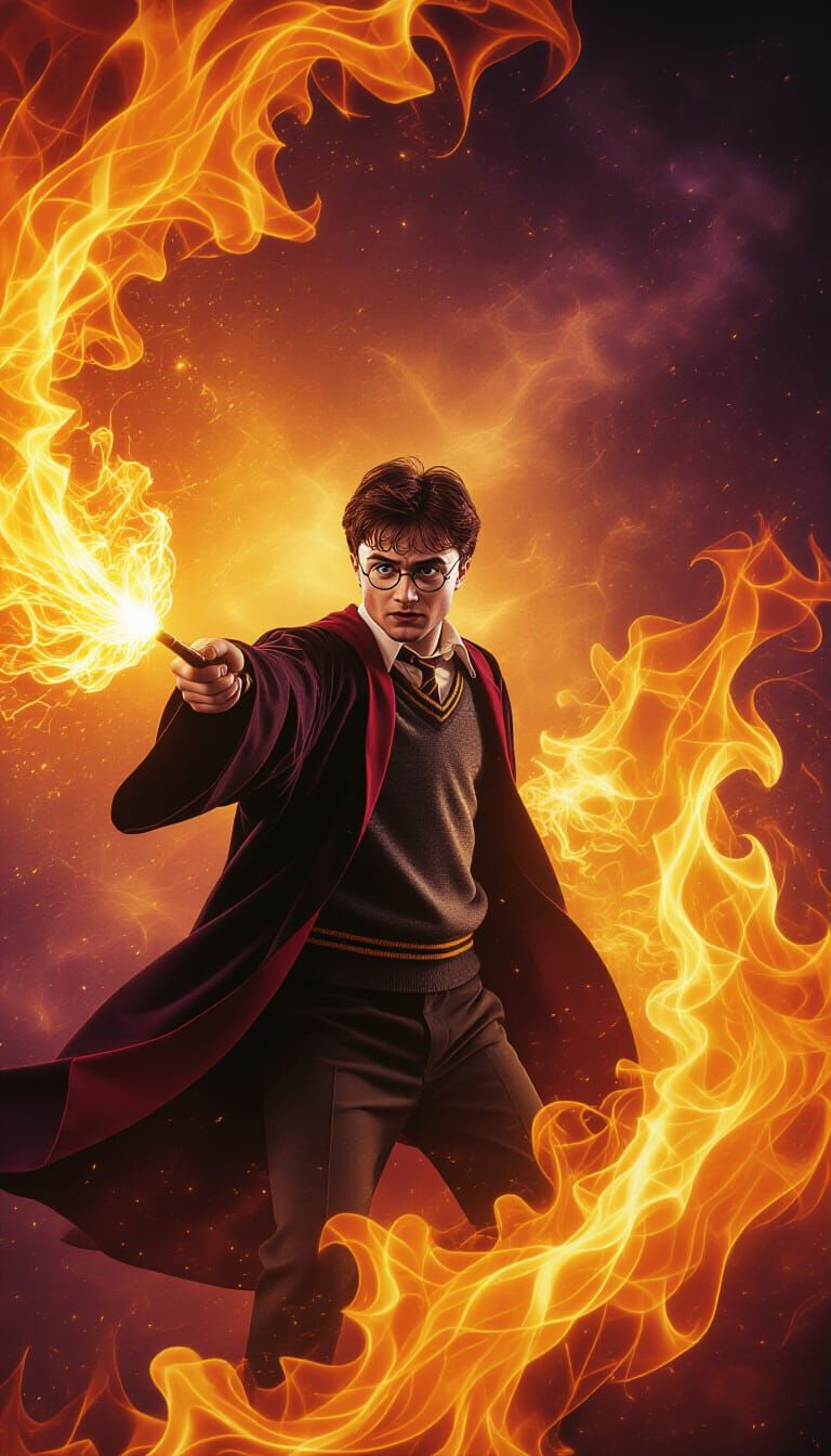 Harry Potter and Swirling Fire Elemental