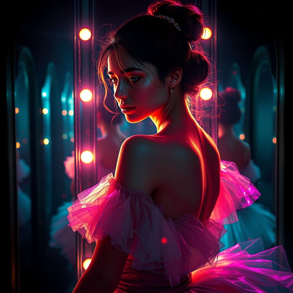 Ethereal Ballerina in Dark Reflections, Triadic Colors