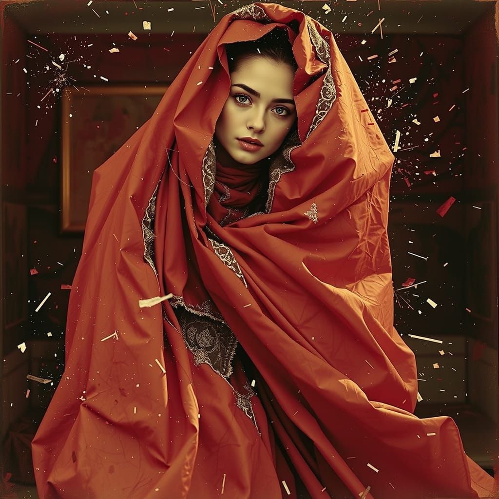 Abstract Digital Art of Crumbling and Pixellated Forms