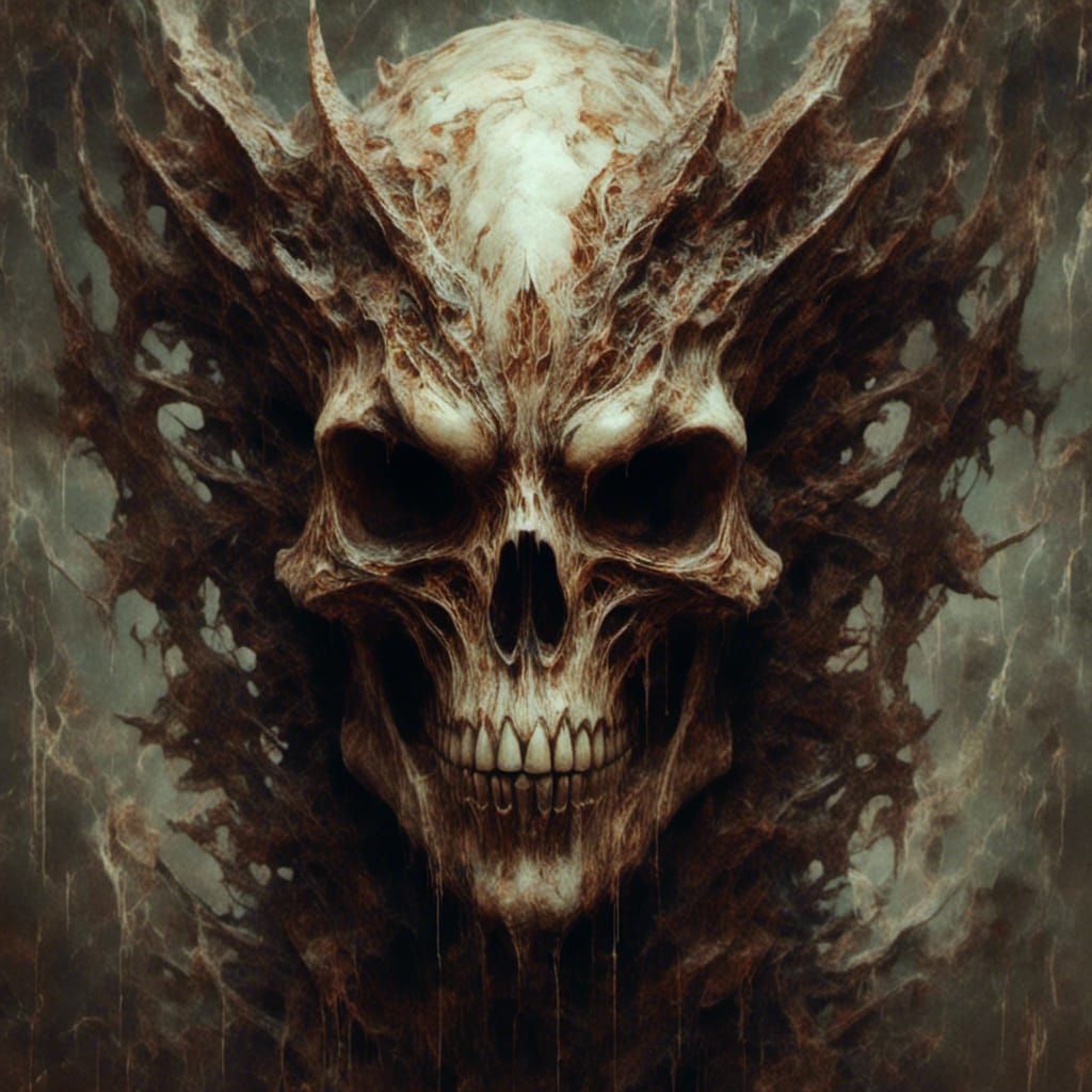 Anime Dragon Skull Portrait in Macabre Style