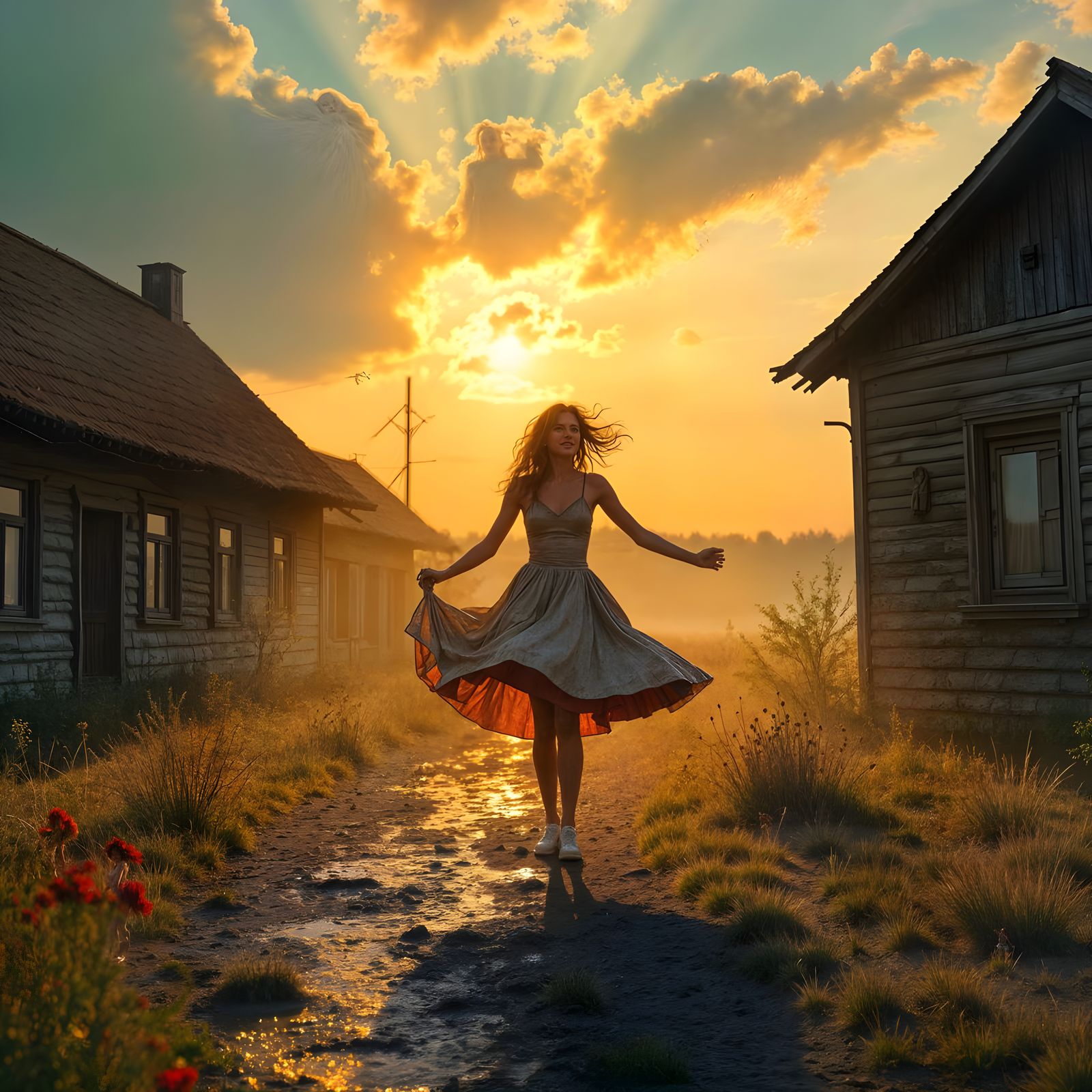 Joyful Polyglot Dances in Mud: Oil Painting Style