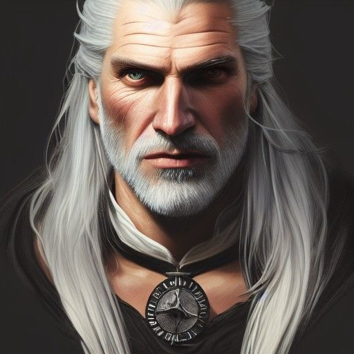 Geralt of Rivia Portrait in Art Nouveau Style