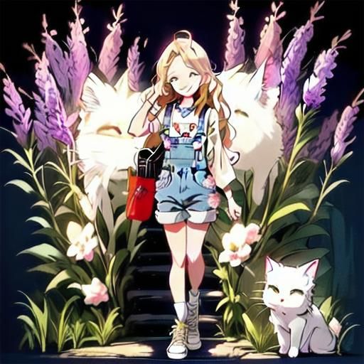 Anime Girl in Overalls on Tokyo Street