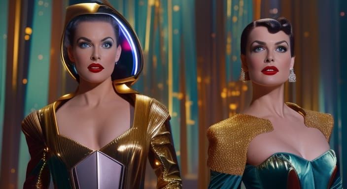 Retro Sci-Fi Pinup Girl on the Moon