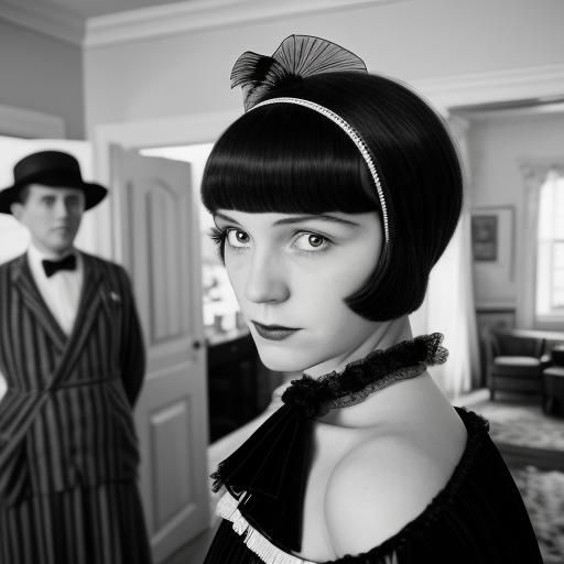 Boy in Flapper Dress: Black and White Film Still