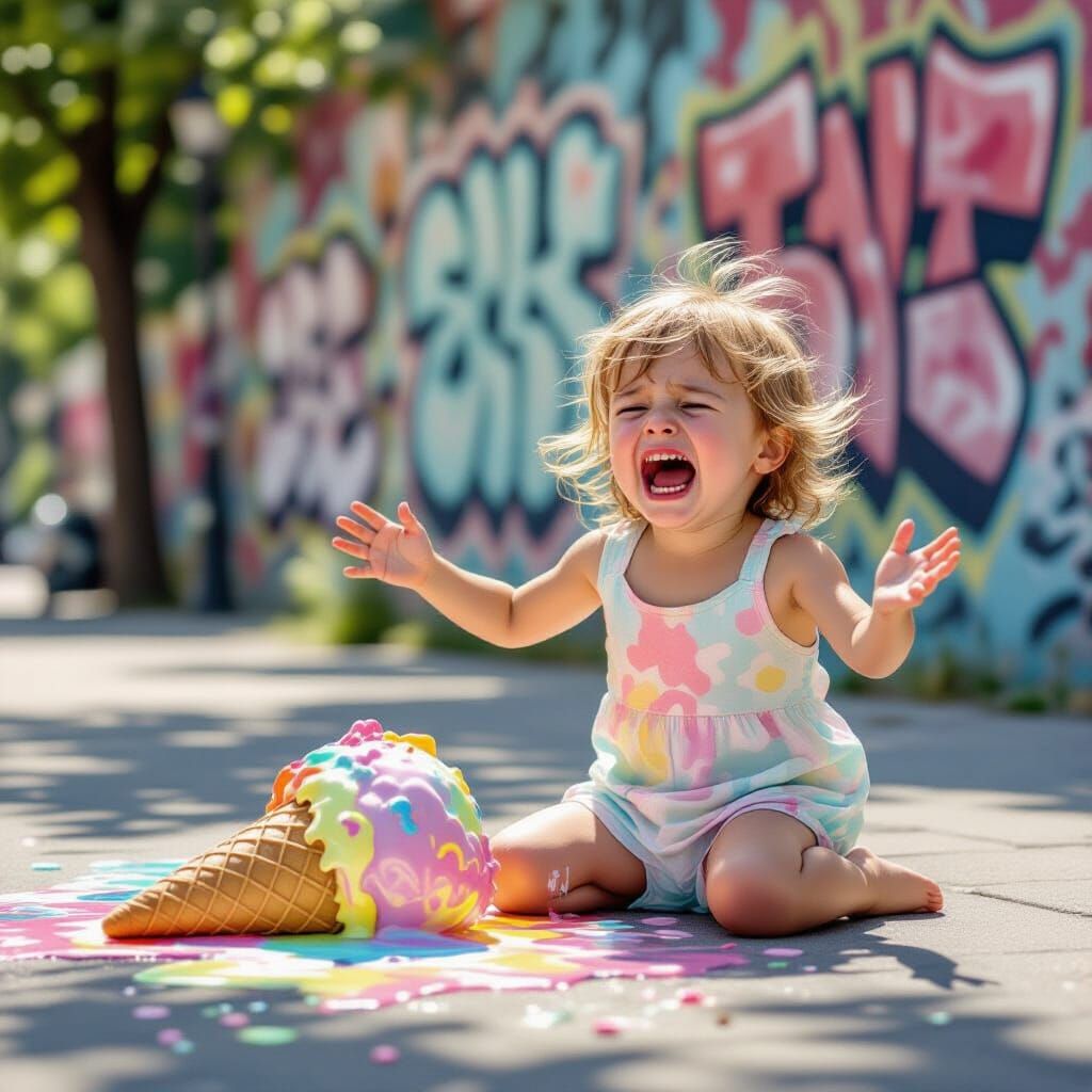 Child's Intense Cry in a Sunny Park