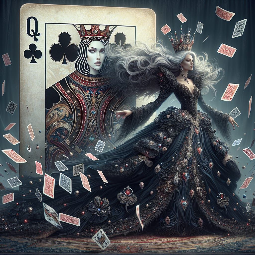 Majestic Queen of Clubs Fantasy Art