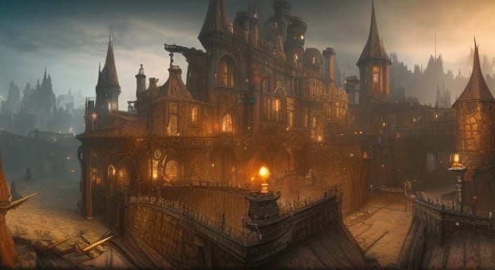 Steampunk Brothel in Medieval Fantasy Style