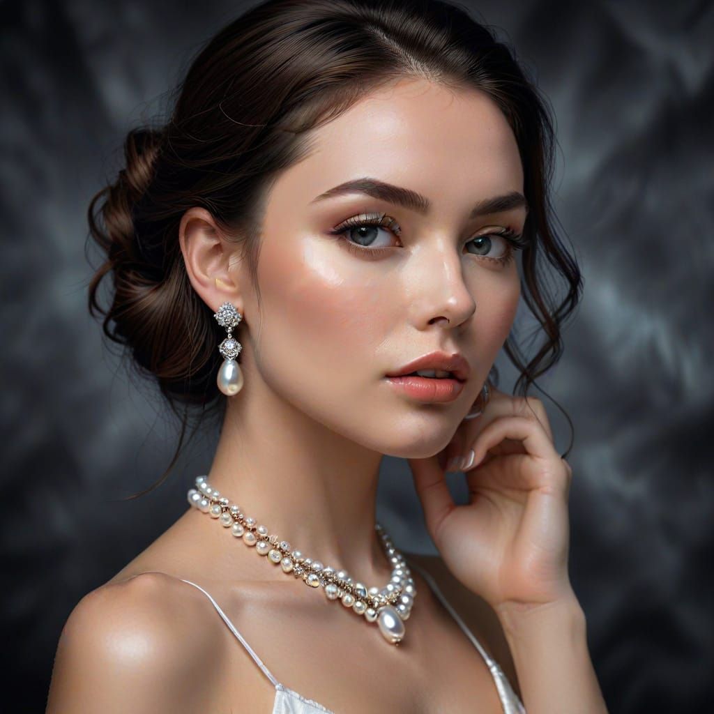 Sensual Modern Woman with Pearl Earring