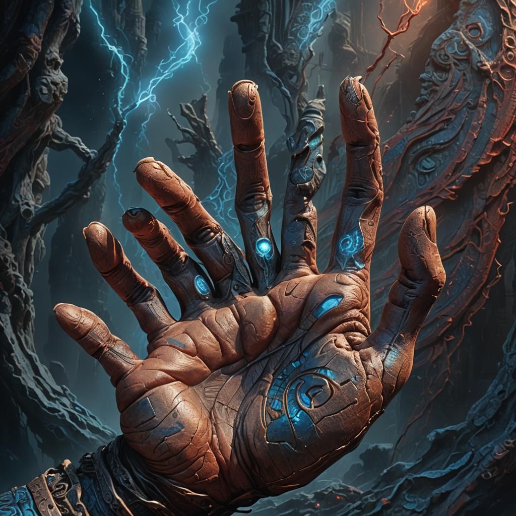 Hand with Glowing Scars: Digital Matte Painting