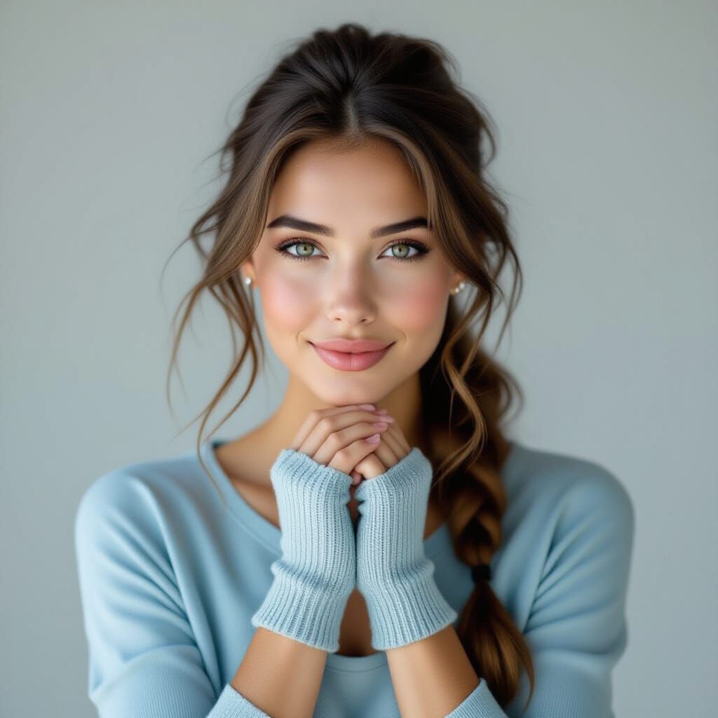 Serene Silver-Eyed Woman in Natural Light