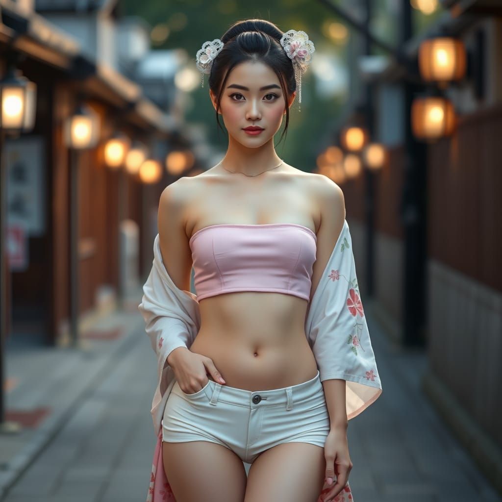 Japanese Woman in Modern Geisha Style