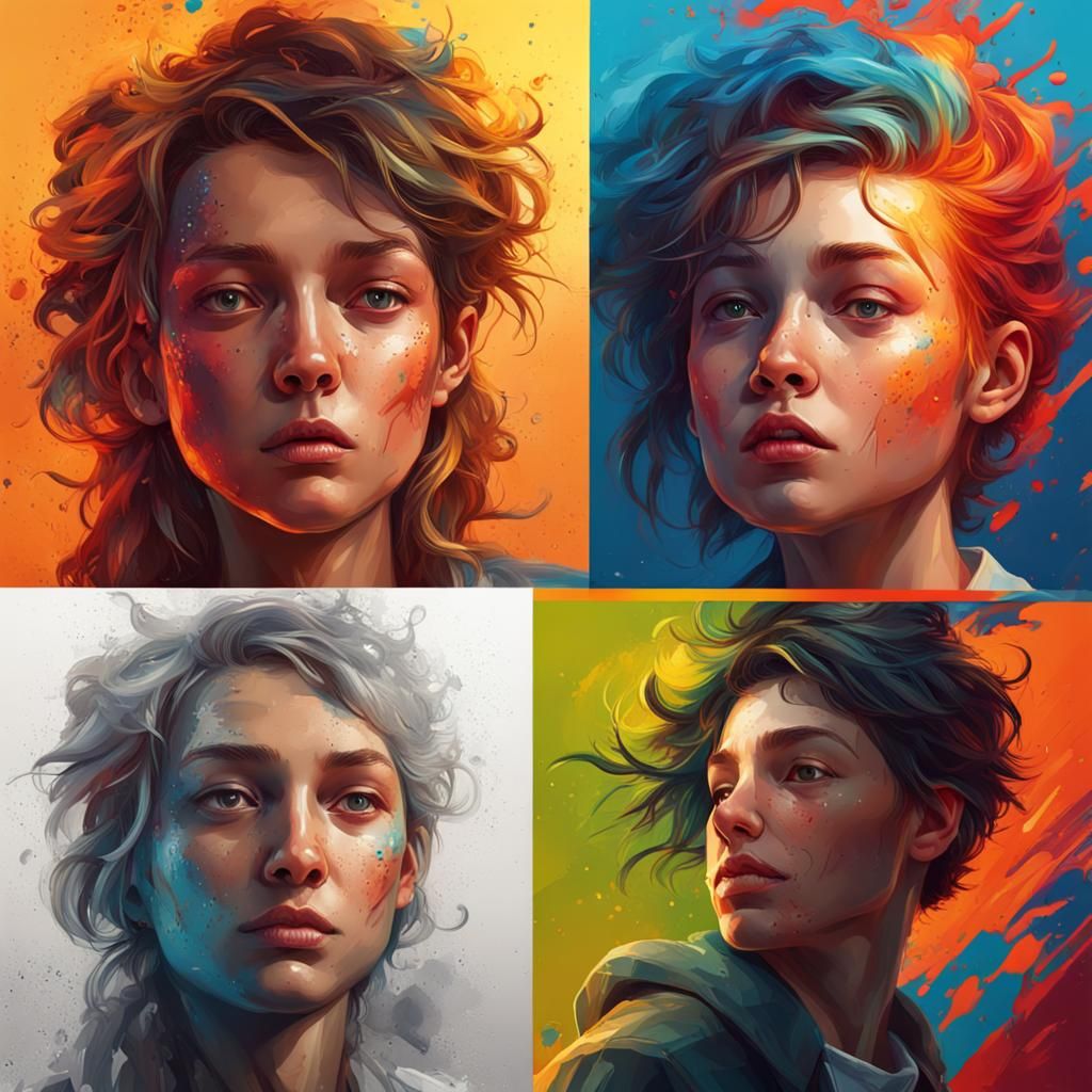 Hyperrealistic Splash Art Portrait with Colorful Background