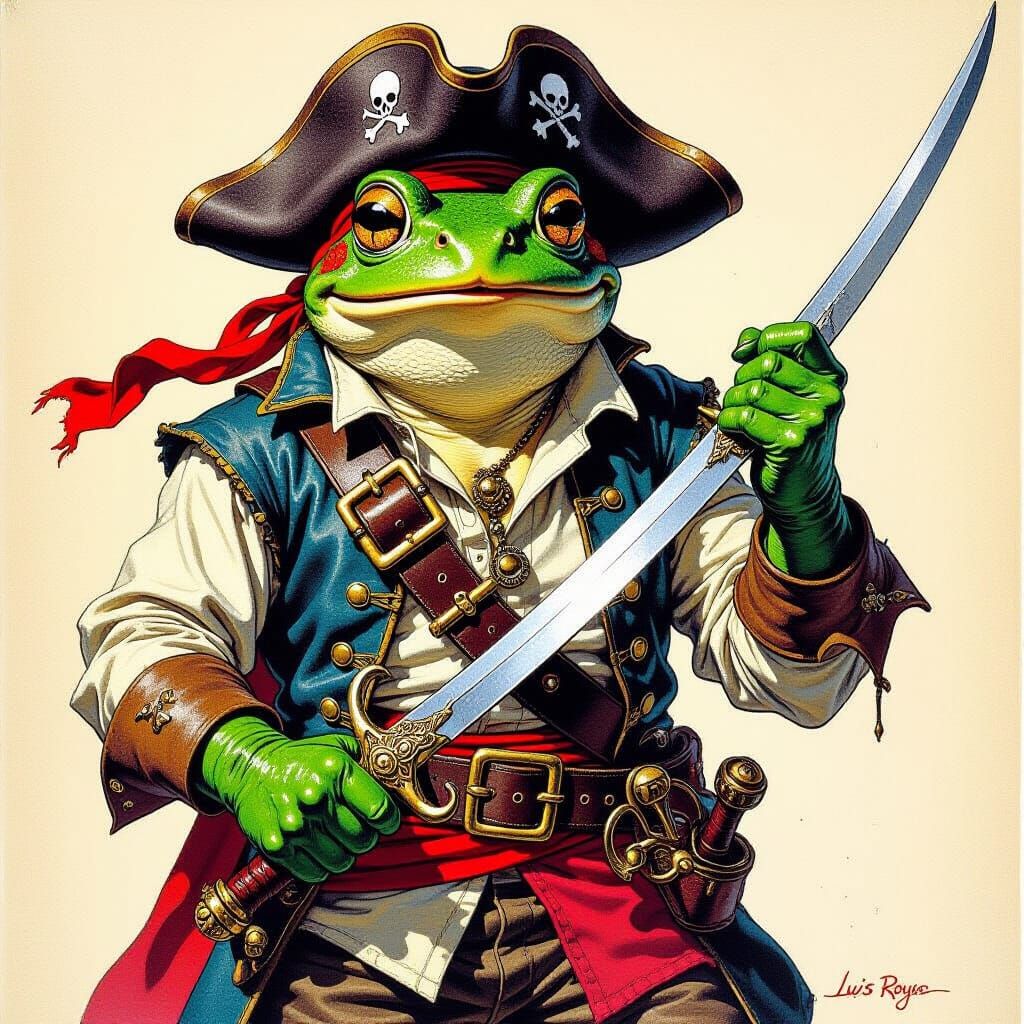 Frog Pirate with Rapier in Dark Fantasy Style