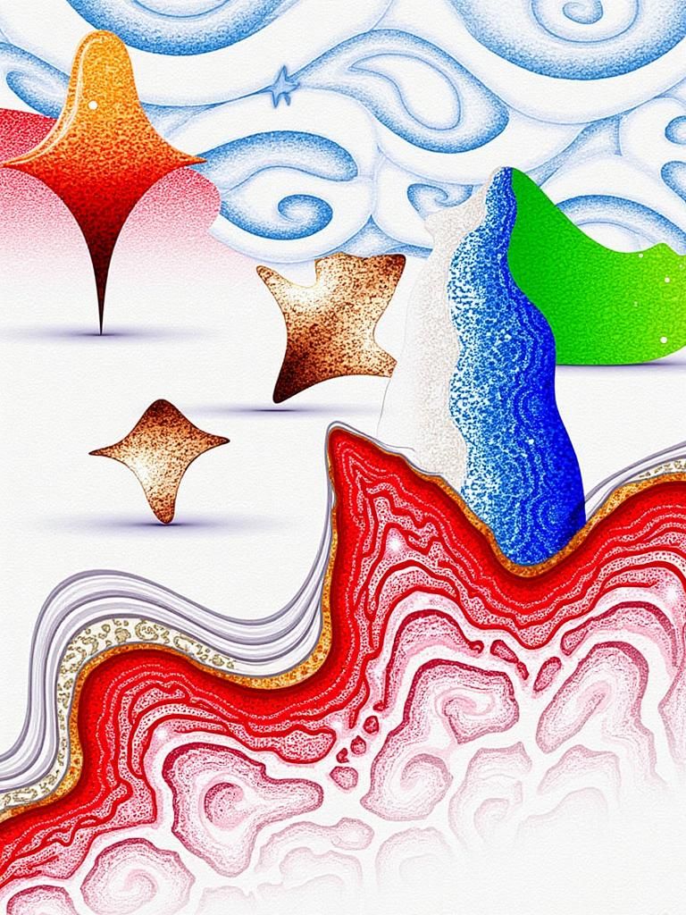 Dreamlike Landscape with Fractal Patterns and 3D Shading