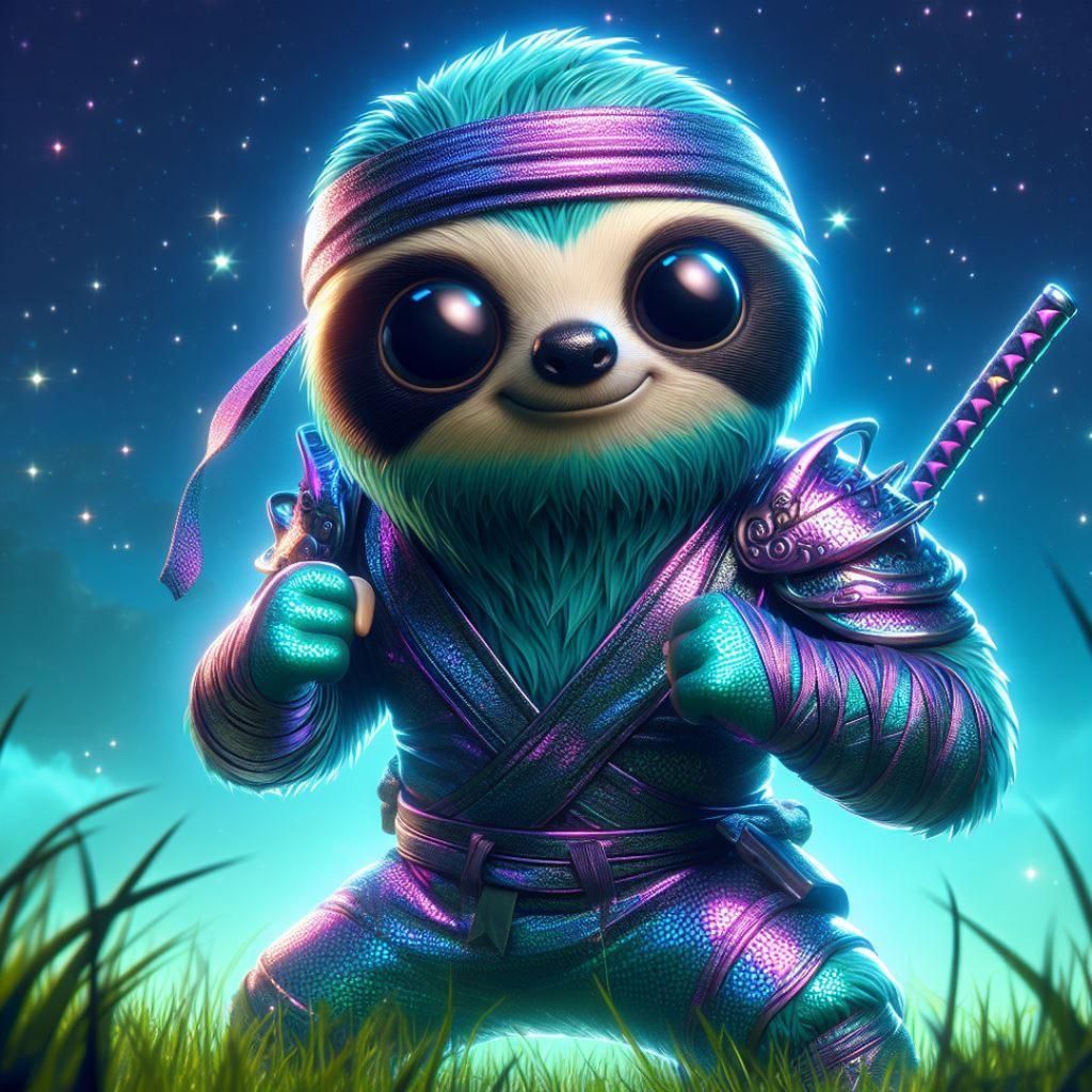 Bioluminescent Sloth Ninja Ready to Fight