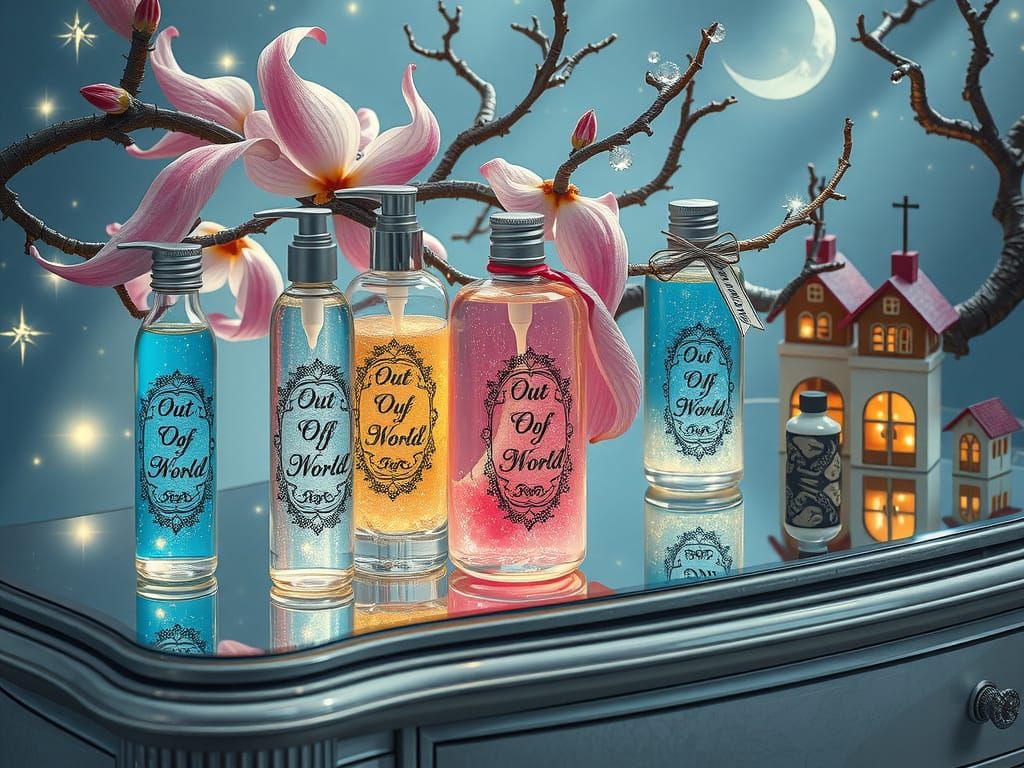 Ethereal Glass Cosmetics in a Celestial Setting