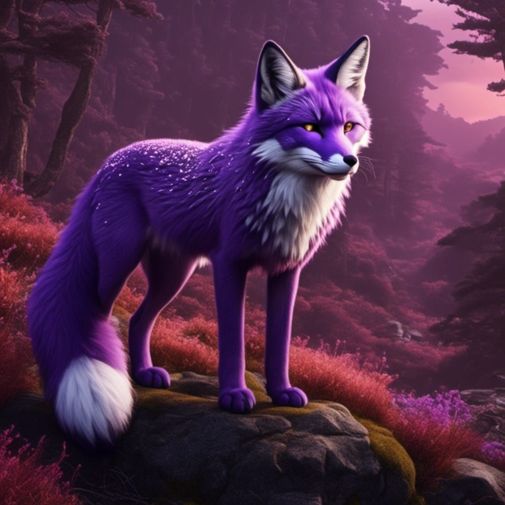 Detailed Purple Fox Fantasy Concept Art