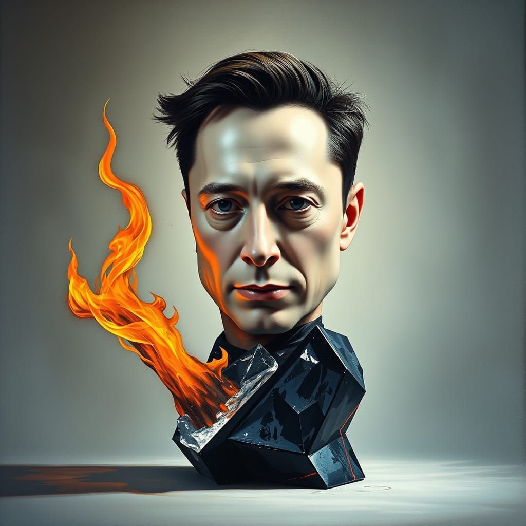 Elon Musk in Dreamlike Surrealist Sculpture