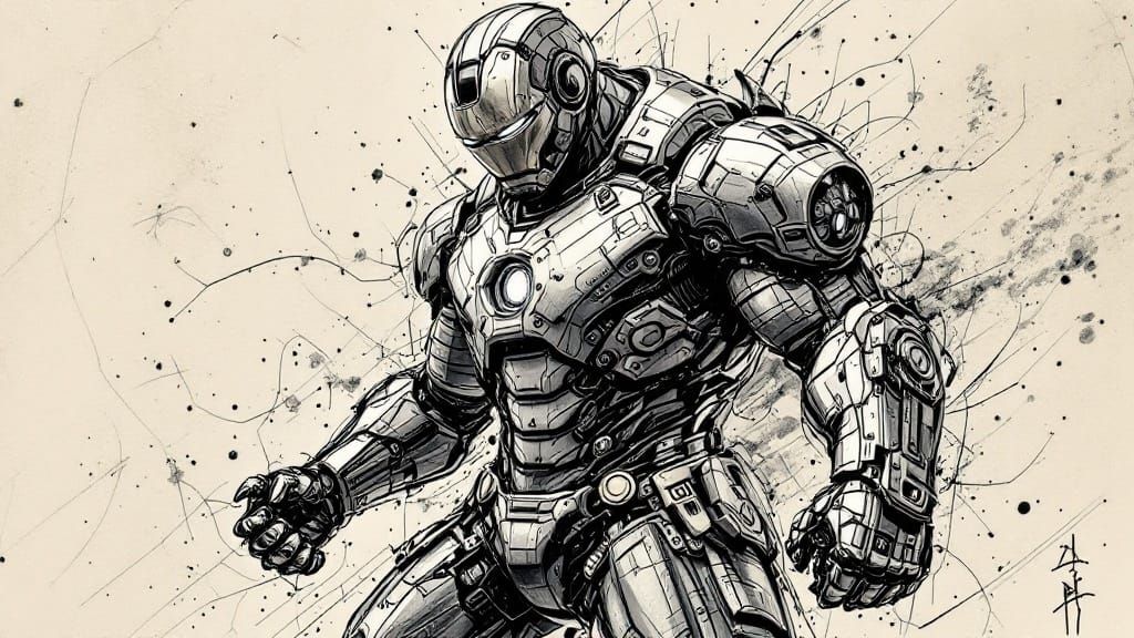 Gritty Iron Man Sketch in Steampunk Style