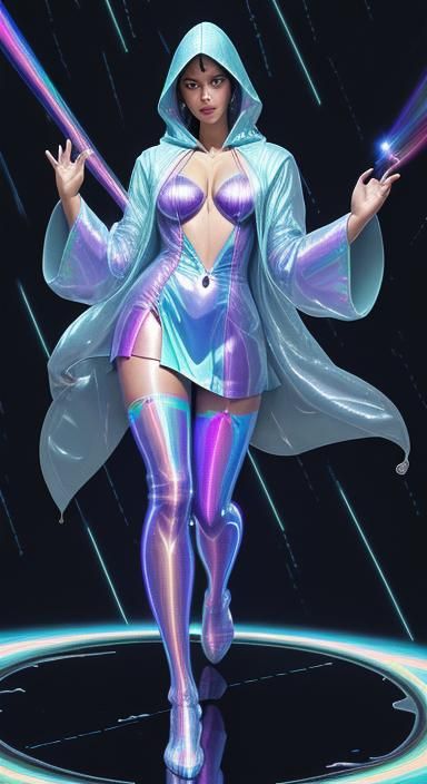 Cyberpunk Space Girl Dragon Rider in Chrome