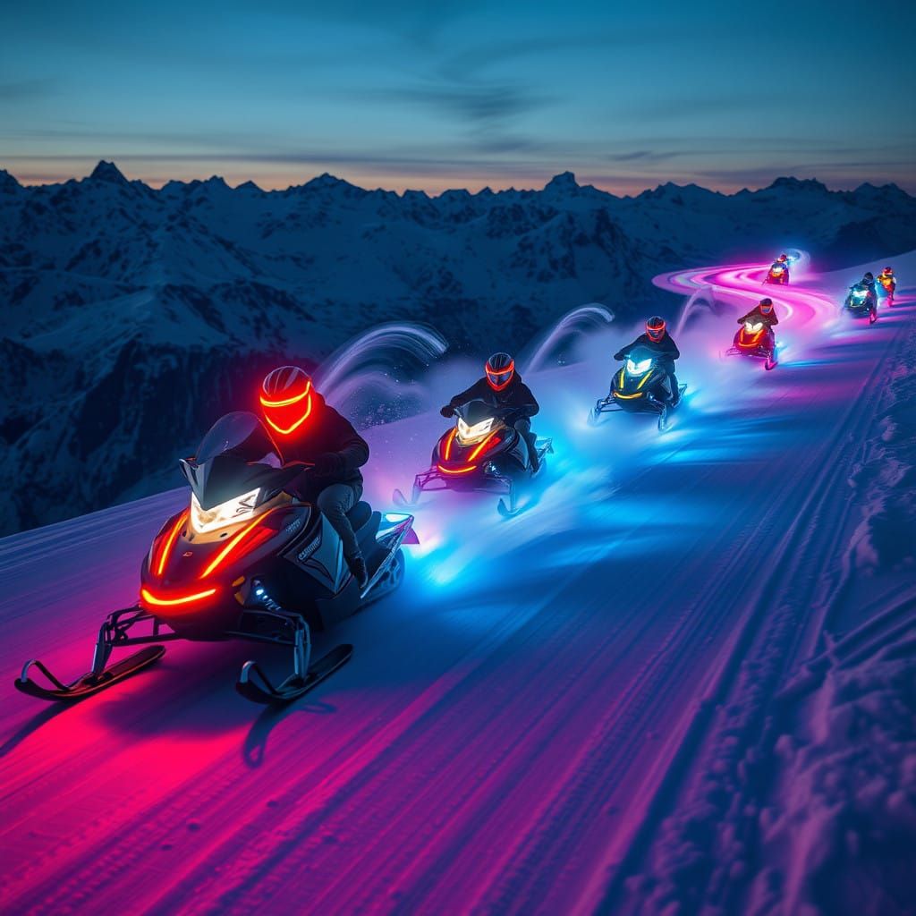 Electric Dreams on Icy Peaks in Neon Lights