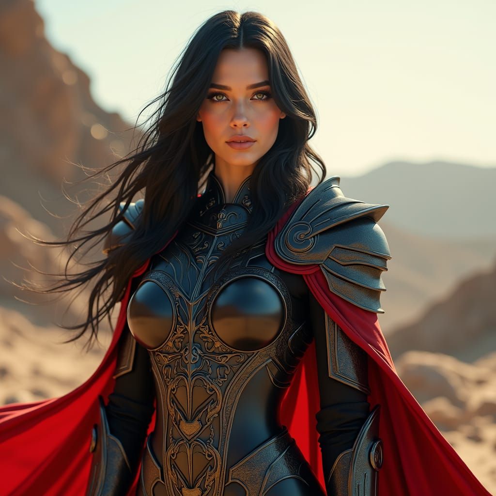 Sci-Fi Warlord Woman in Intricate Armor