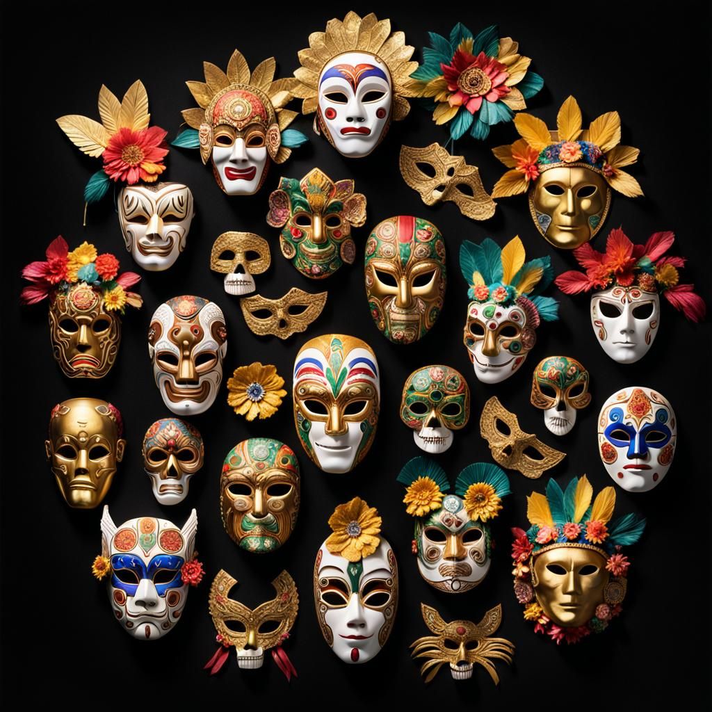 Global Masks Illuminated: A Venetian Carnival Centerpiece