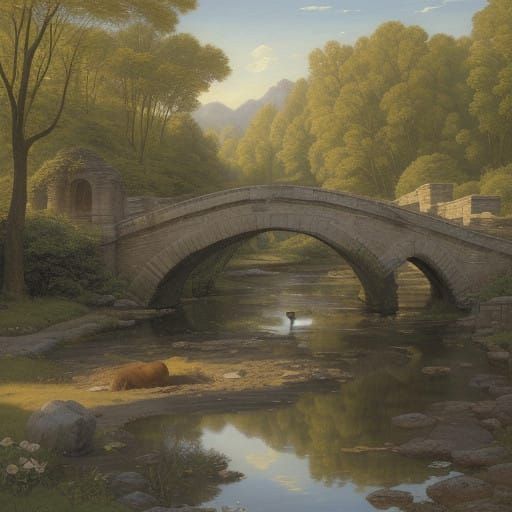 Whispers of the Past at a Serene Ancient Bridge in Elegant S...