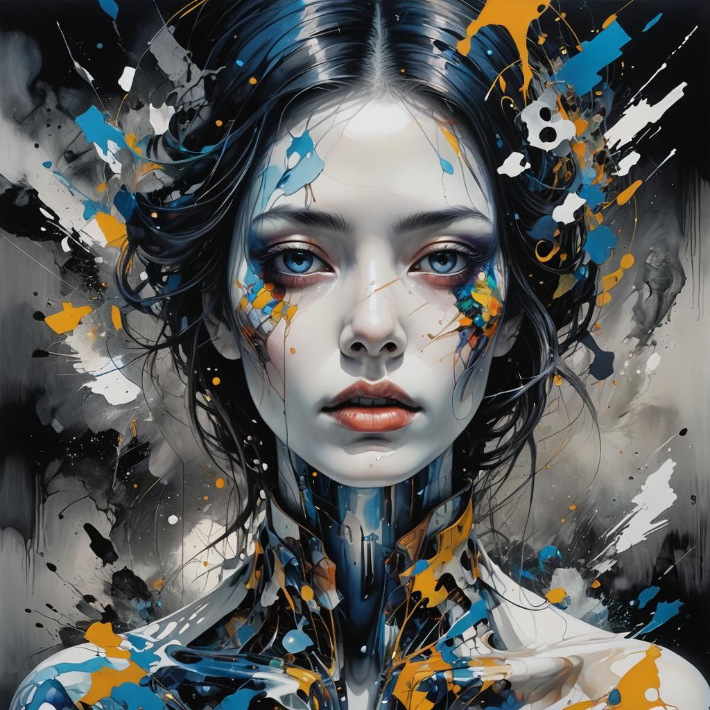 Surreal Portrait of a Solitary Figure as Oil Painting