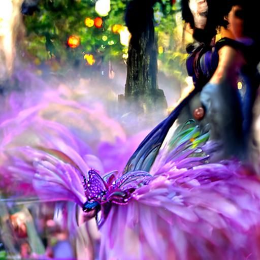 Ethereal Purple-Winged Fairy in Fantasy Landscape