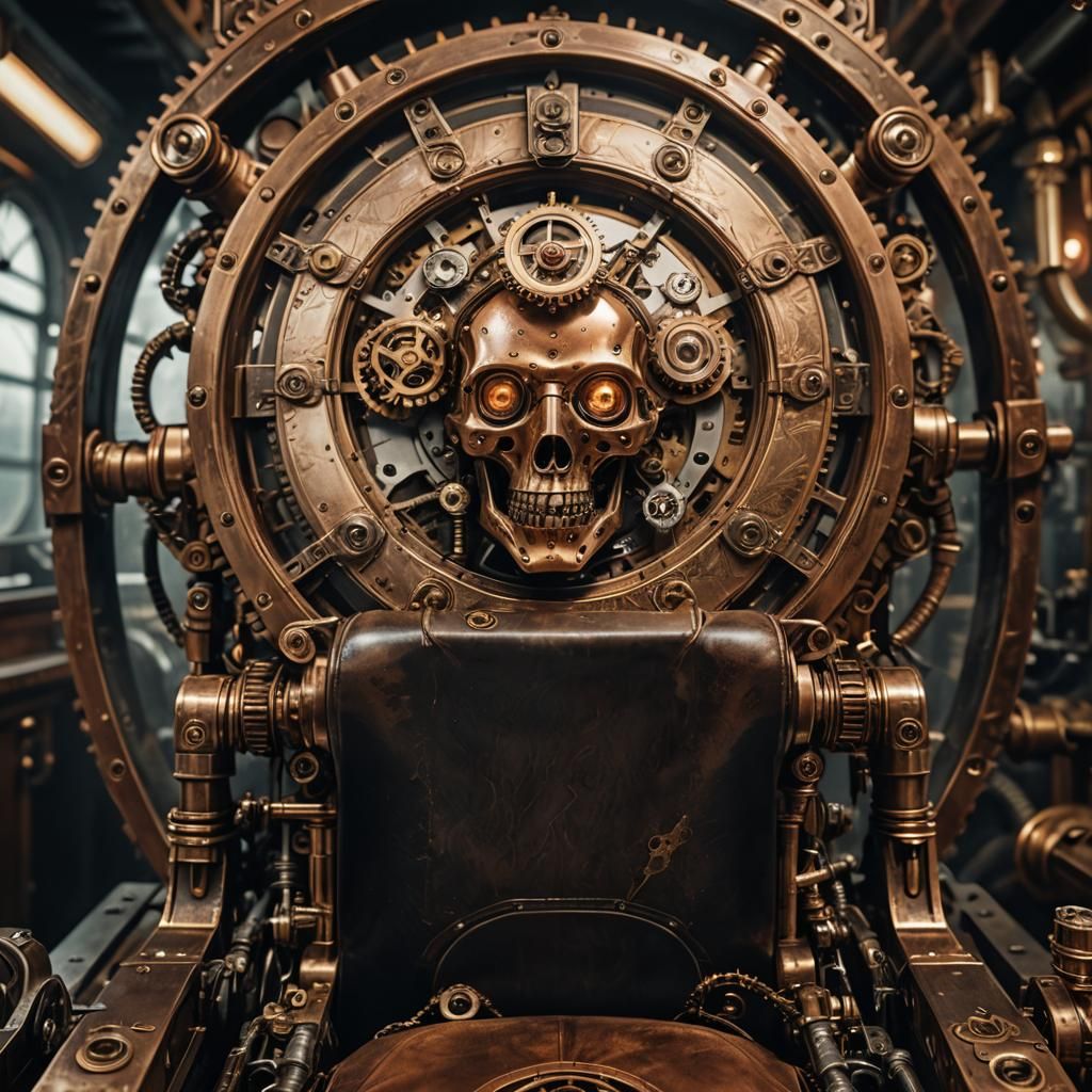 Steampunk Time Machine Horror Portrait in Sci-Fi Style